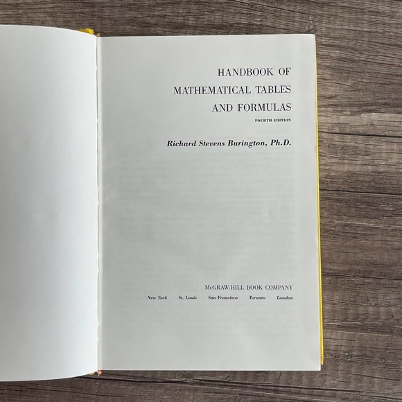 HANDBOOK OF MATHEMATICAL TABLES AND FORMULAS by RICHARD BURINGTON [VINTAGE 1965] - Picture 12 of 13